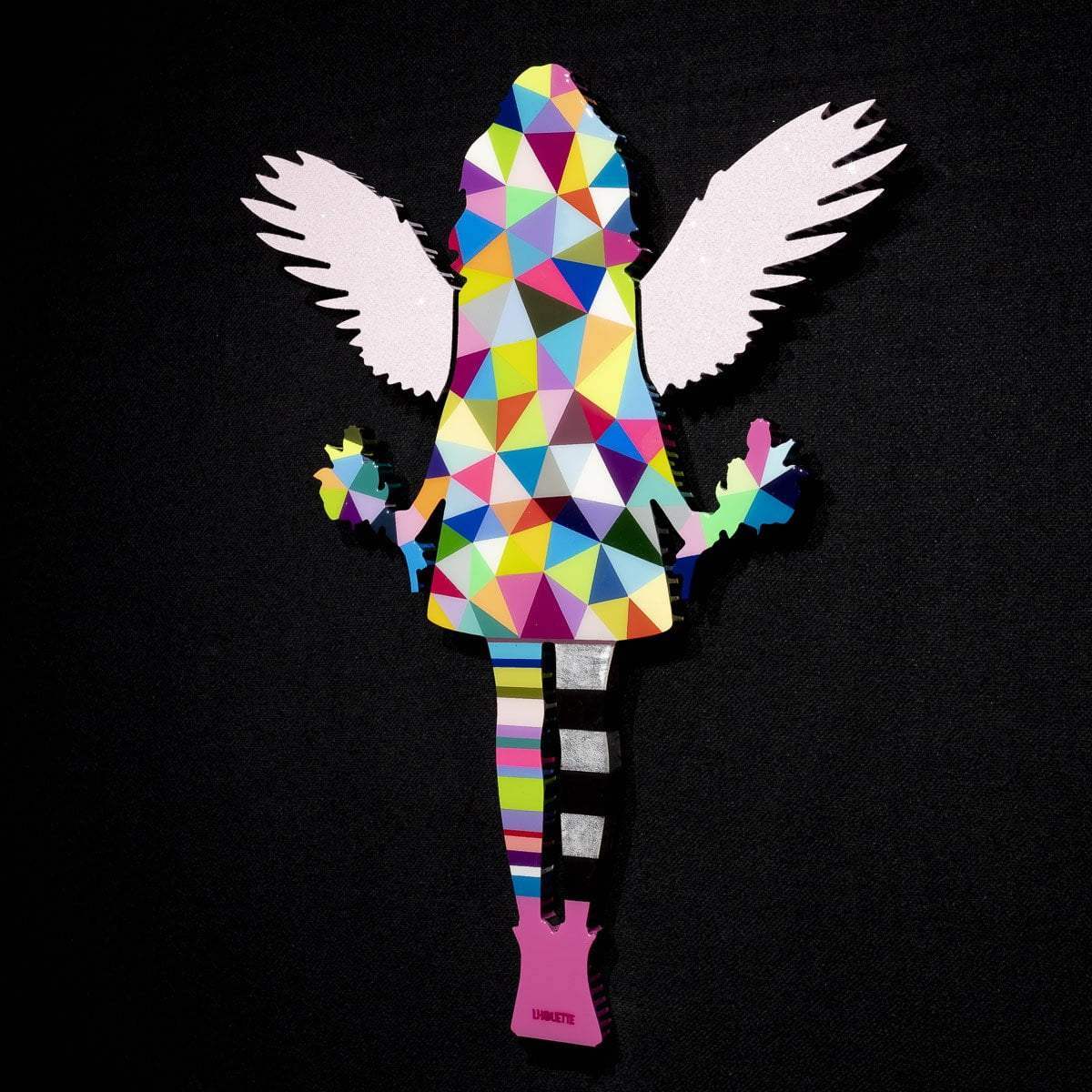 Angel Cake Miniature - Geometric with flowers - Original Wall Sculpture - SOLD by artist Lhouette - Wyecliffe Galleries