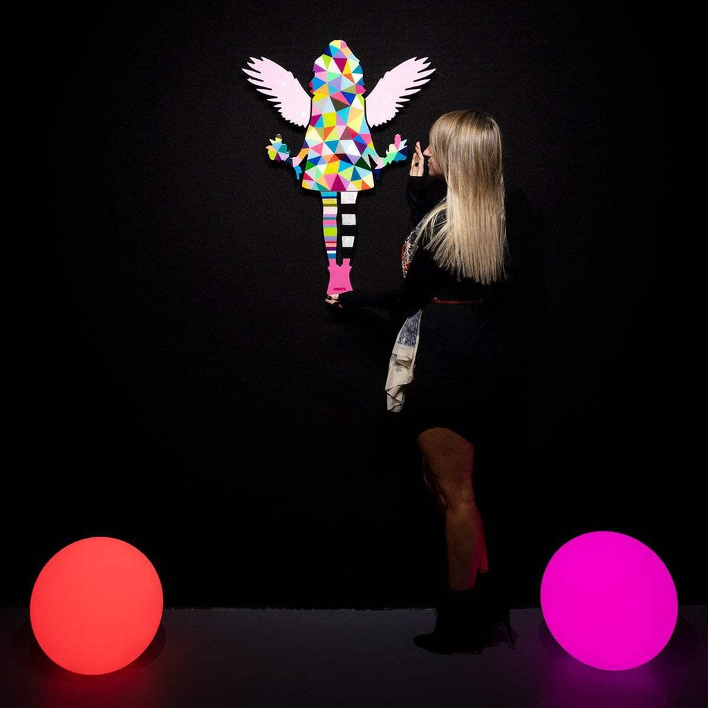 Angel Cake Miniature - Geometric with flowers - Original Wall Sculpture - SOLD by artist Lhouette - Wyecliffe Galleries