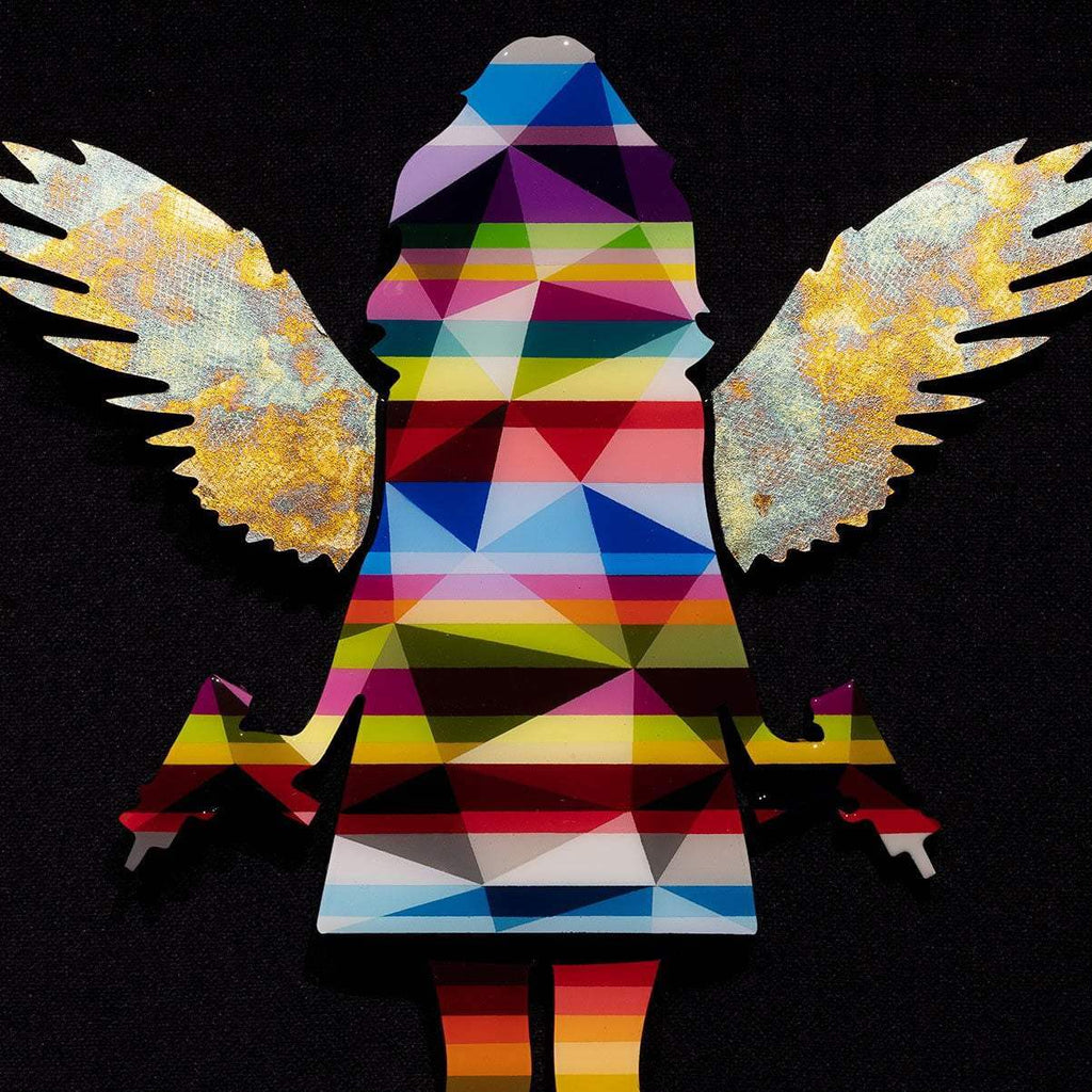 Angel Cake Miniature - Metallic Wings - Original Wall Sculpture - SOLD by artist Lhouette - Wyecliffe Galleries