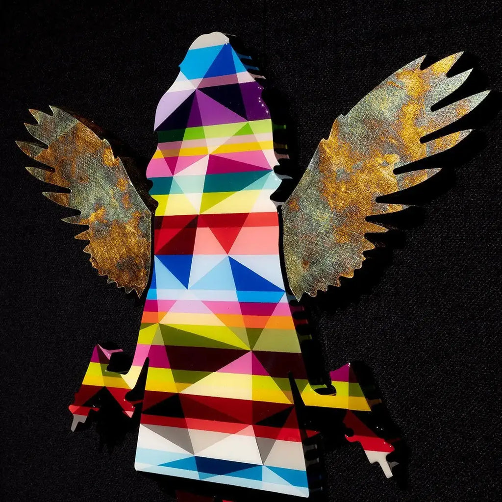 Angel Cake Miniature - Metallic Wings - Original Wall Sculpture - SOLD by artist Lhouette - Wyecliffe Galleries