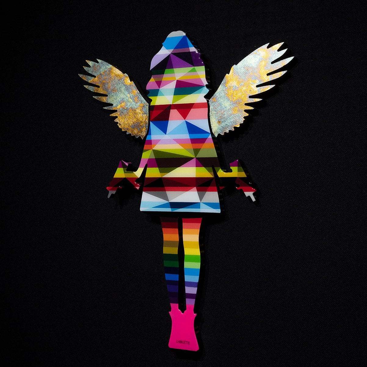 Angel Cake Miniature - Metallic Wings - Original Wall Sculpture - SOLD by artist Lhouette - Wyecliffe Galleries