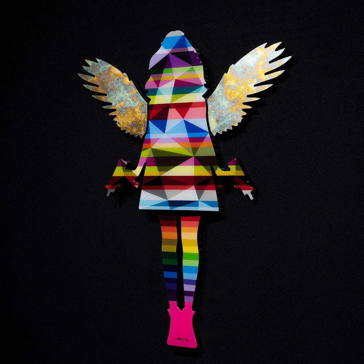 Angel Cake Miniature - Metallic Wings - Original Wall Sculpture - SOLD by artist Lhouette - Wyecliffe Galleries