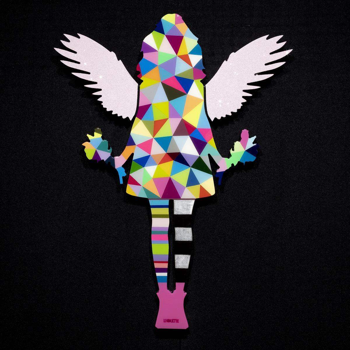 Angel Cake Miniature - Geometric with flowers - Original Wall Sculpture - SOLD by artist Lhouette - Wyecliffe Galleries