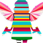 Angel Cake Miniature - Rose Wings Striped - SOLD by artist Lhouette - Wyecliffe Galleries