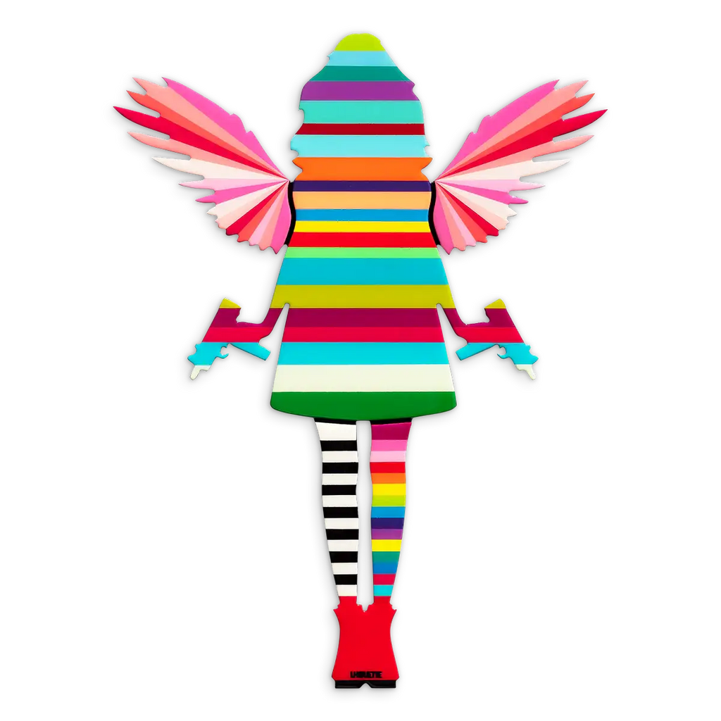 Angel Cake Miniature - Rose Wings Striped - SOLD by artist Lhouette - Wyecliffe Galleries