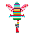 Angel Cake Miniature - Rose Wings Striped - SOLD by artist Lhouette - Wyecliffe Galleries