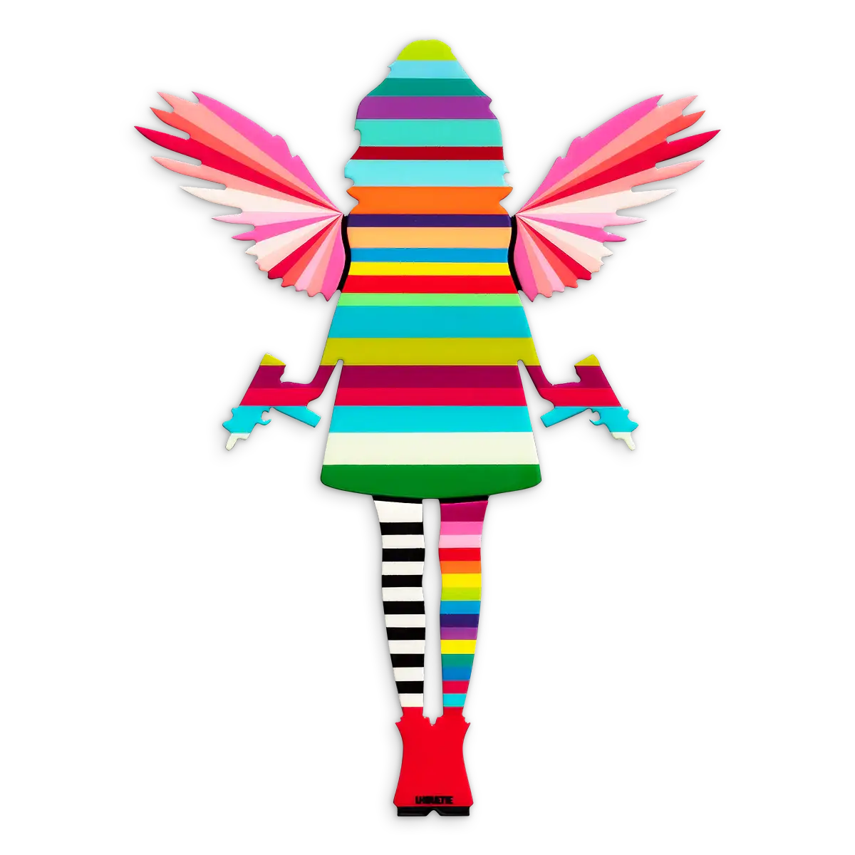 Angel Cake Miniature - Rose Wings Striped - SOLD by artist Lhouette - Wyecliffe Galleries