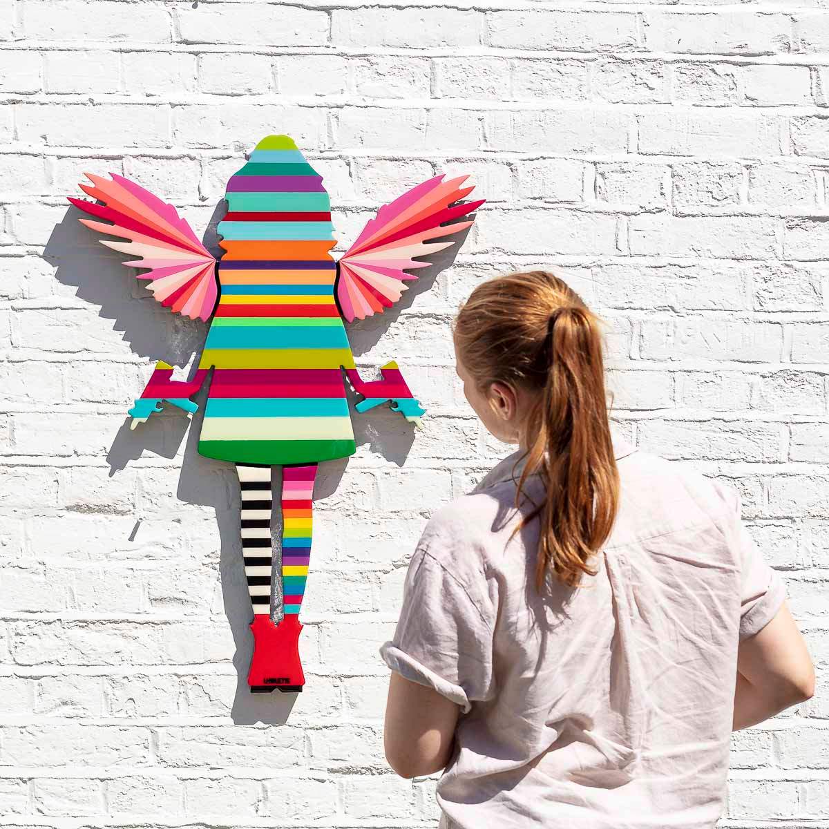 Angel Cake Miniature - Rose Wings Striped - SOLD by artist Lhouette - Wyecliffe Galleries