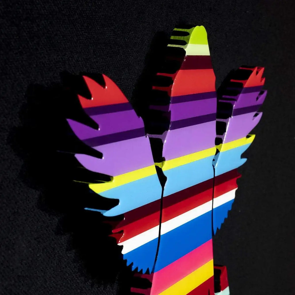 Angel Cake Multicolor Striped - Original Wall Sculpture - SOLD by artist Lhouette - Wyecliffe Galleries