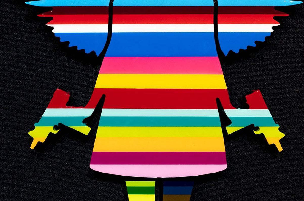 Angel Cake Multicolor Striped - Original Wall Sculpture - SOLD by artist Lhouette - Wyecliffe Galleries