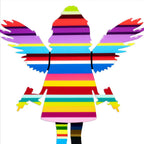 Angel Cake Multicolor Striped - Original Wall Sculpture - SOLD by artist Lhouette - Wyecliffe Galleries