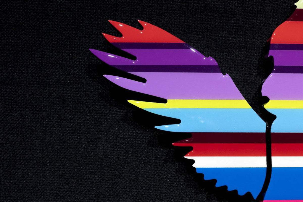 Angel Cake Multicolor Striped - Original Wall Sculpture - SOLD by artist Lhouette - Wyecliffe Galleries