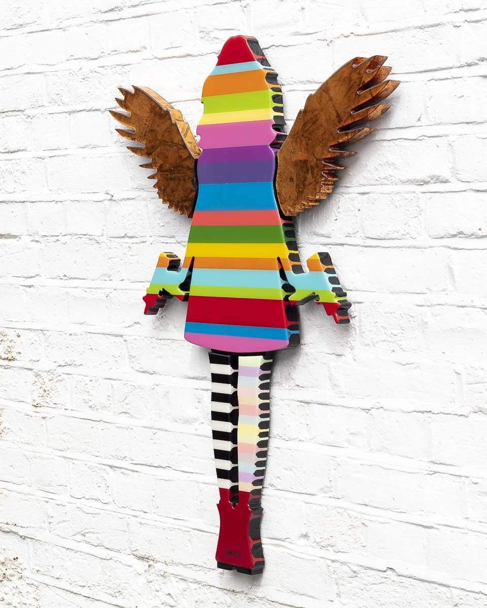 Angel Cake Miniature - Vibrant Stripes - Original - SOLD by artist Lhouette - Wyecliffe Galleries