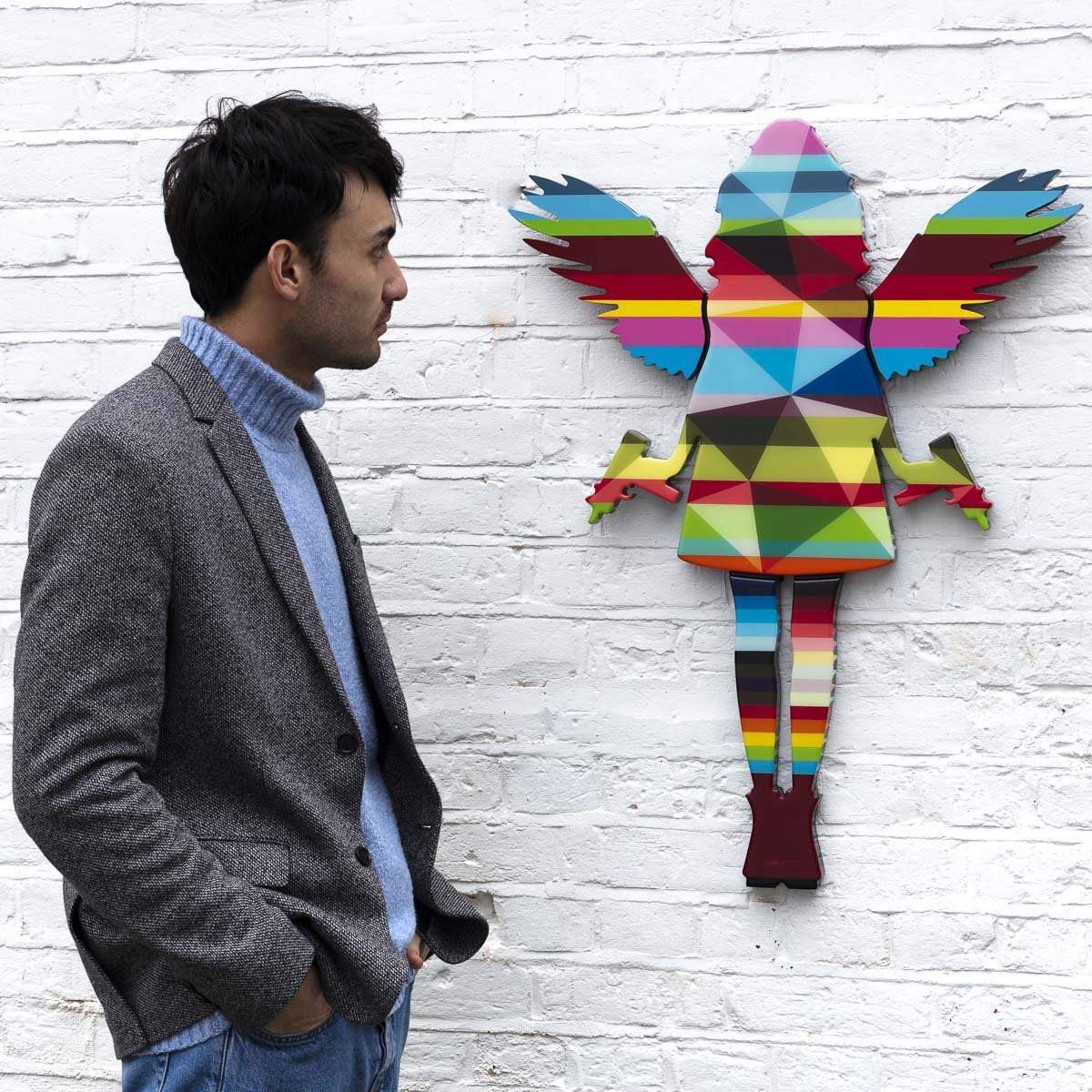 Angel Cake Miniature Wall Sculpture Geometric Rainbow - Original - SOLD by artist Lhouette - Wyecliffe Galleries