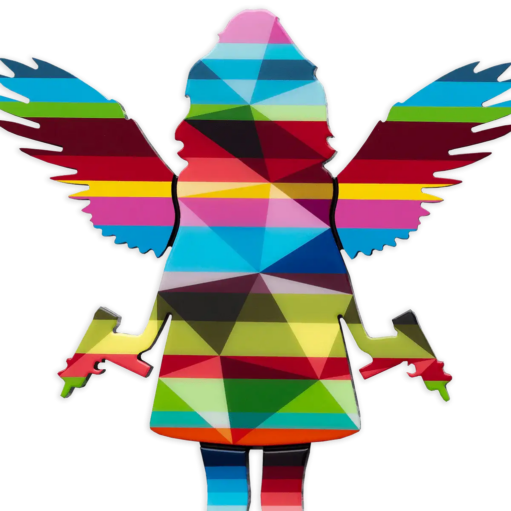 Angel Cake Miniature Wall Sculpture Geometric Rainbow - Original - SOLD by artist Lhouette - Wyecliffe Galleries