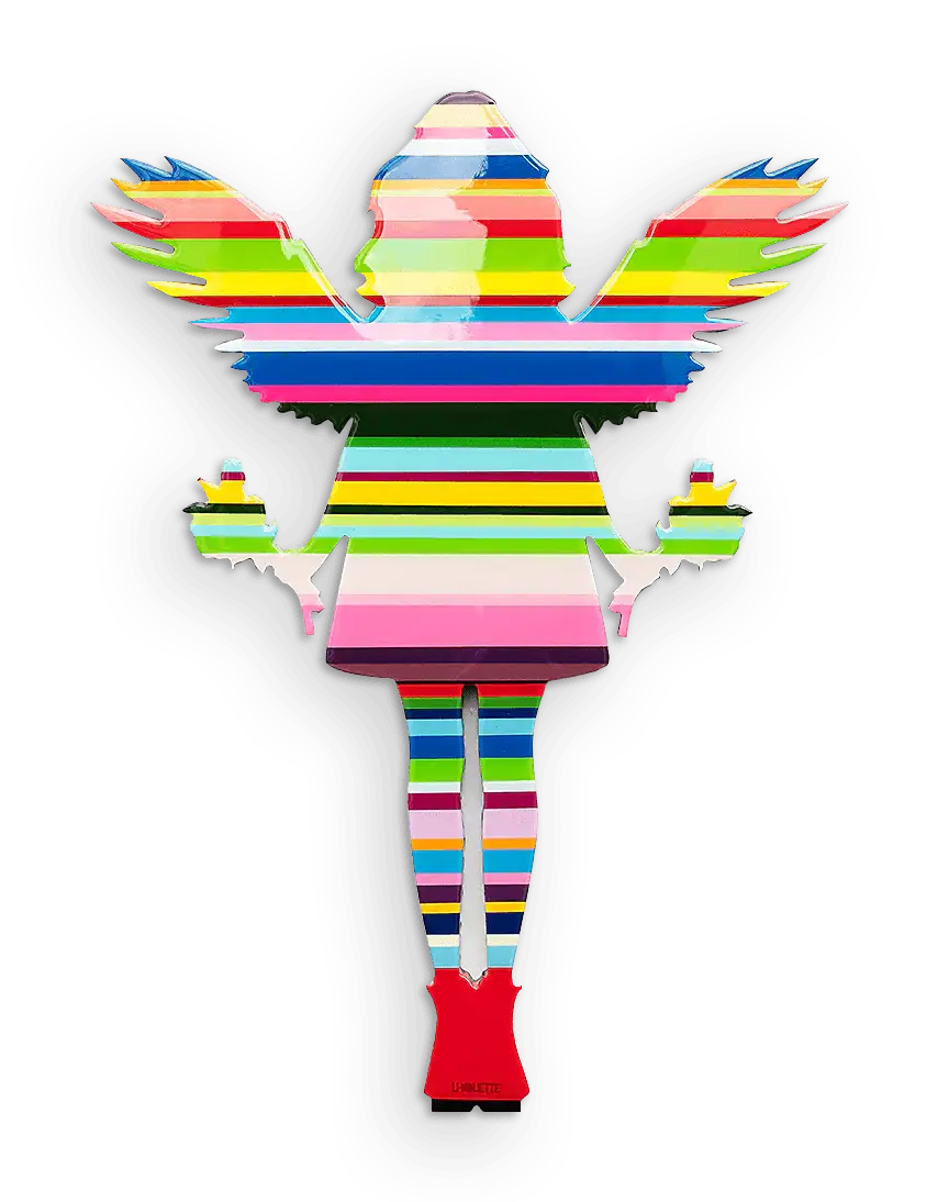 Angel Cake Miniature With Flowers ( Gloss Resin ) - Original wall Sculpture - SOLD by artist Lhouette - Wyecliffe Galleries