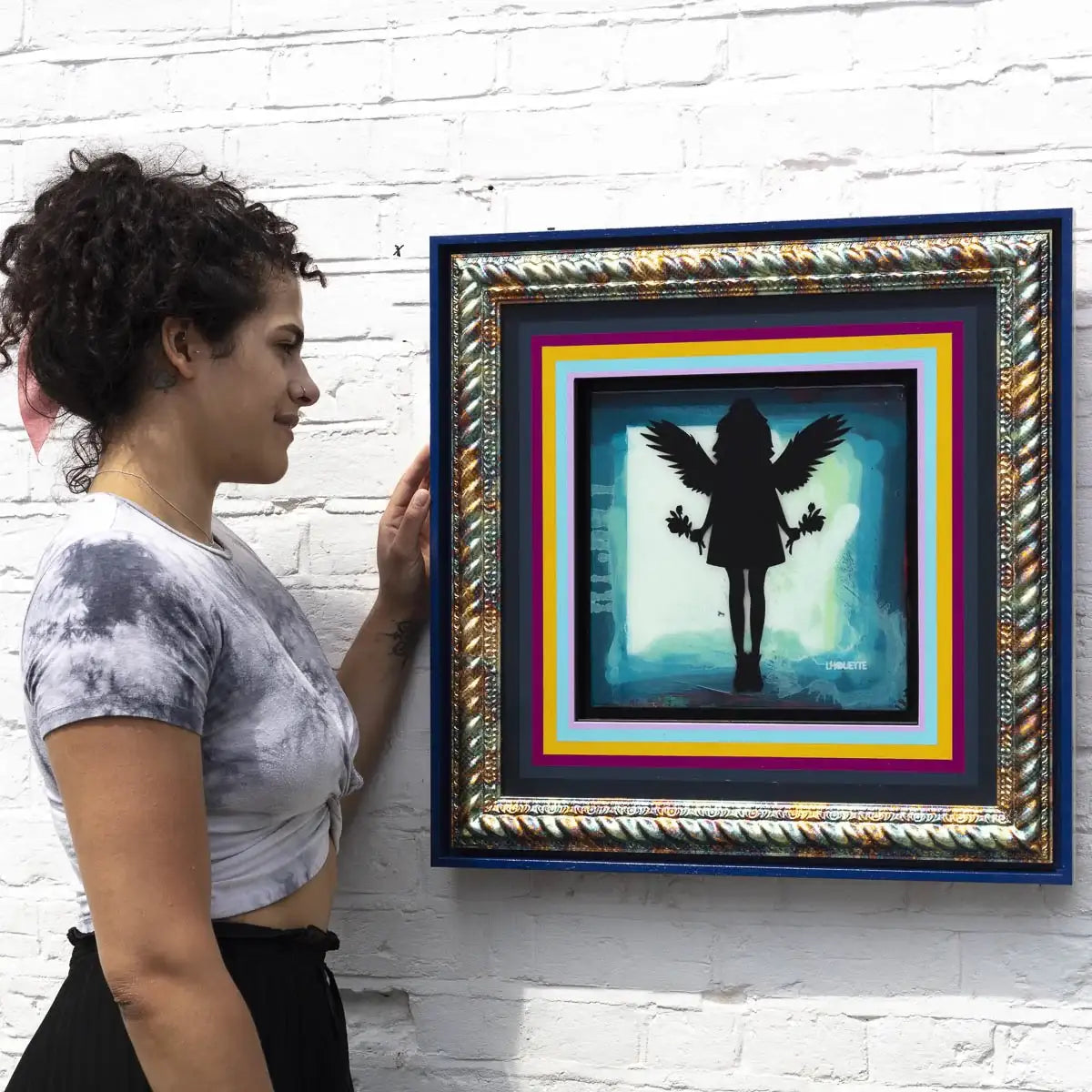 Angel Cake Mixer - Polar Blue with Flowers - Original - SOLD by artist Lhouette - Wyecliffe Galleries