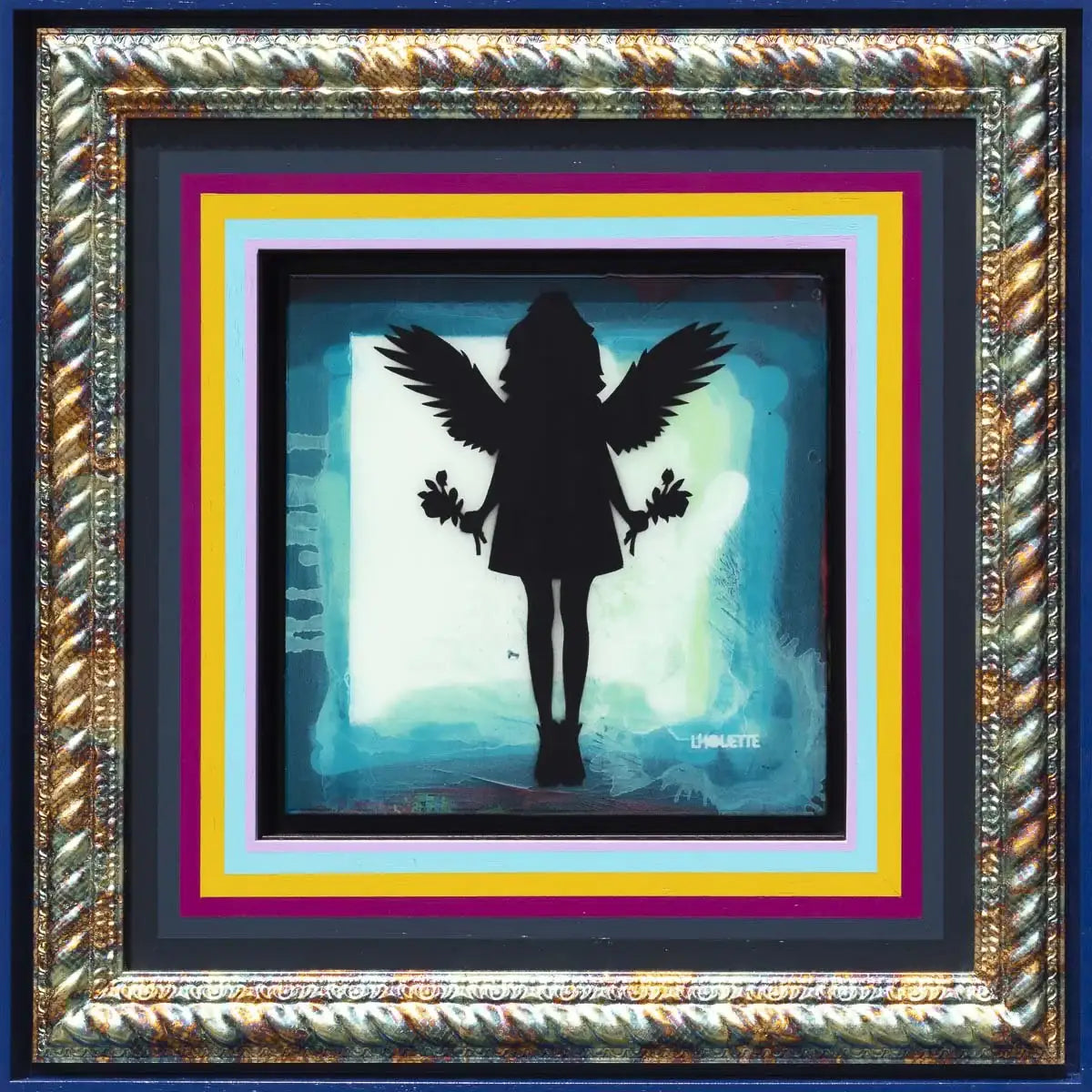 Angel Cake Mixer - Polar Blue with Flowers - Original - SOLD by artist Lhouette - Wyecliffe Galleries