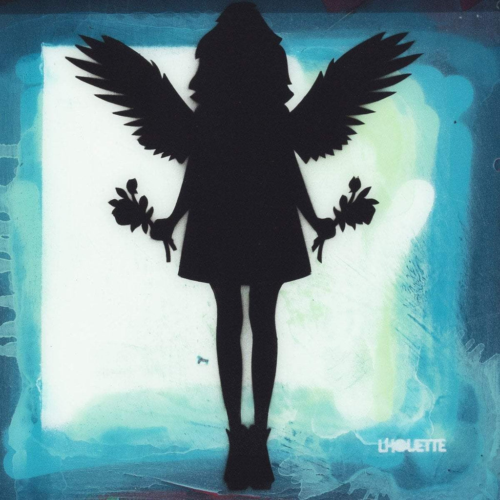 Angel Cake Mixer - Polar Blue with Flowers - Original - SOLD by artist Lhouette - Wyecliffe Galleries