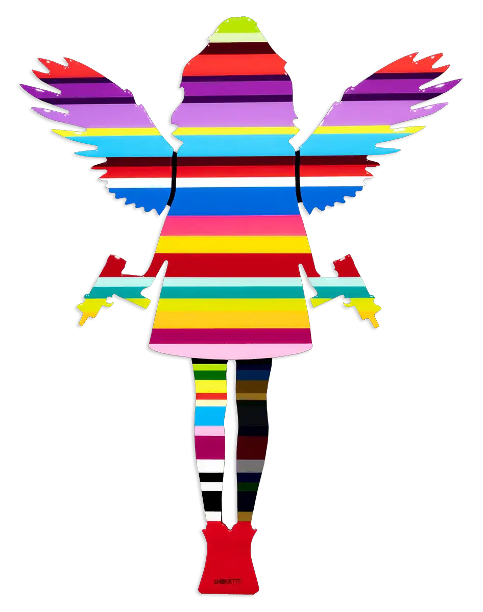 Angel Cake Multicolor Striped - Original Wall Sculpture - SOLD by artist Lhouette - Wyecliffe Galleries