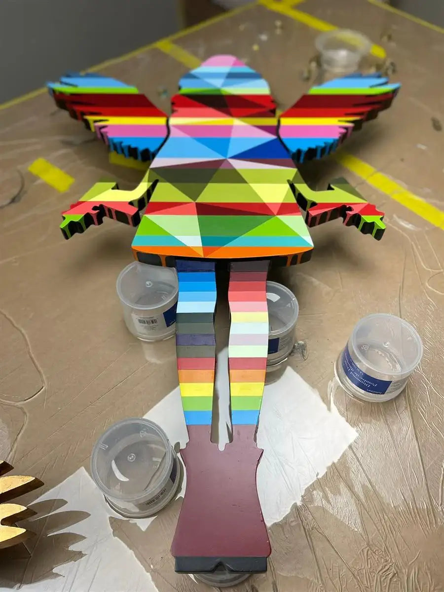 Angel Cake Miniature Wall Sculpture Geometric Rainbow - Original - SOLD by artist Lhouette - Wyecliffe Galleries