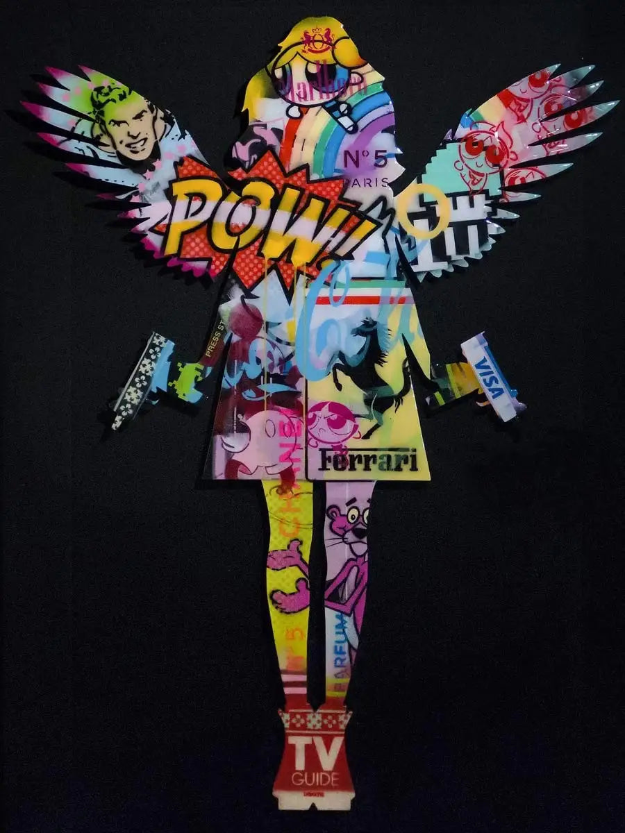 Angel Cake Pop Sculpture I - Video Heaven - SOLD by artist Lhouette - Wyecliffe Galleries