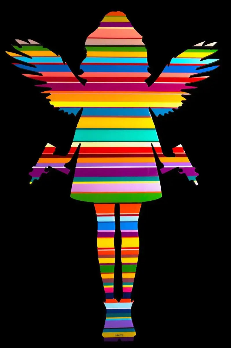 Angel Cake Pop Sculpture Striped (LARGE) - SOLD by artist Lhouette - Wyecliffe Galleries