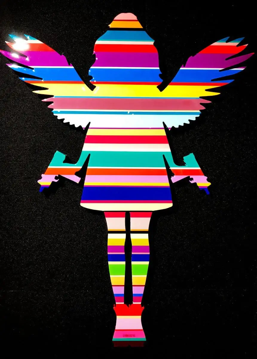 Angel Cake Pop Sculpture Striped - SOLD by artist Lhouette - Wyecliffe Galleries