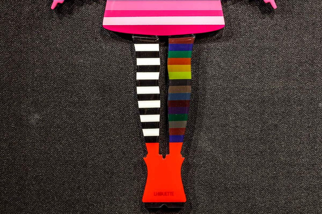 Angel Cake Rainbow Stripe & Acid Wings Miniature Wall Sculpture - Original SOLD by artist Lhouette - Wyecliffe Galleries