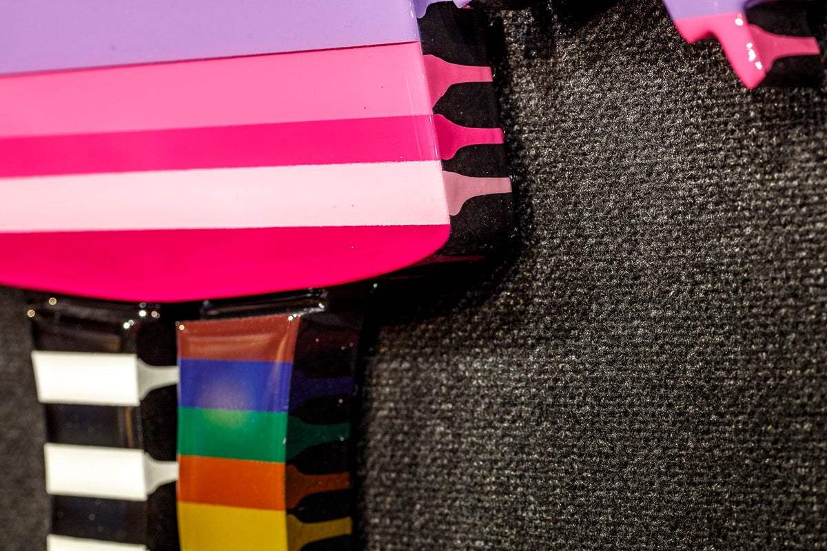 Angel Cake Rainbow Stripe & Acid Wings Miniature Wall Sculpture - Original SOLD by artist Lhouette - Wyecliffe Galleries