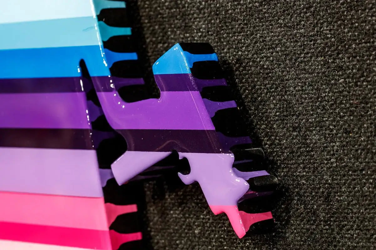 Angel Cake Rainbow Stripe & Acid Wings Miniature Wall Sculpture - Original SOLD by artist Lhouette - Wyecliffe Galleries