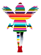 Angel Cake Rainbow Striped - Original Wall Sculpture - SOLD by artist Lhouette - Wyecliffe Galleries