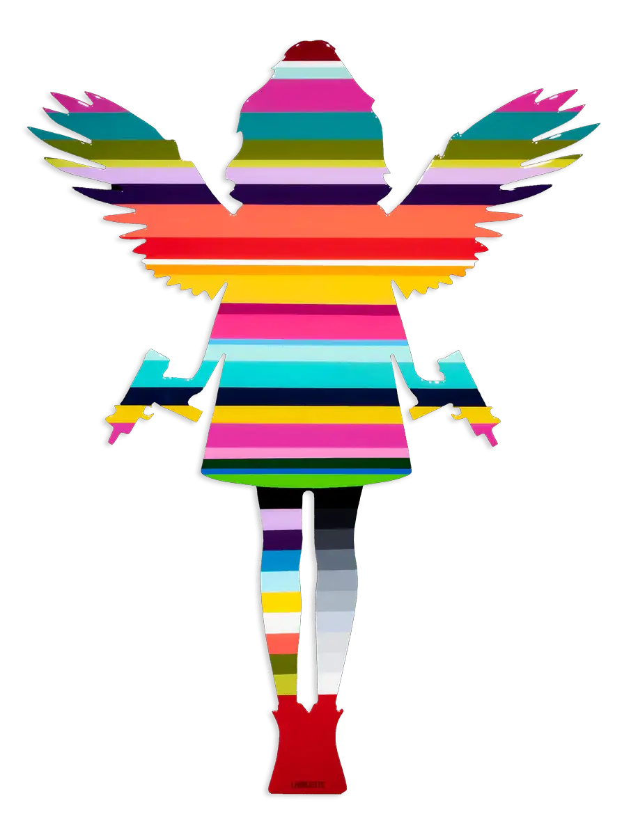 Angel Cake Rainbow Striped - Original Wall Sculpture - SOLD by artist Lhouette - Wyecliffe Galleries
