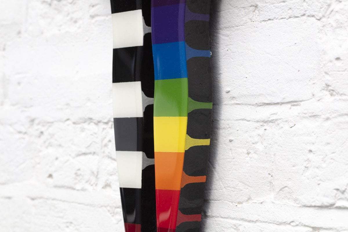 Angel Cake Rainbow Stripes - Original Wall Sculpture - SOLD by artist Lhouette - Wyecliffe Galleries
