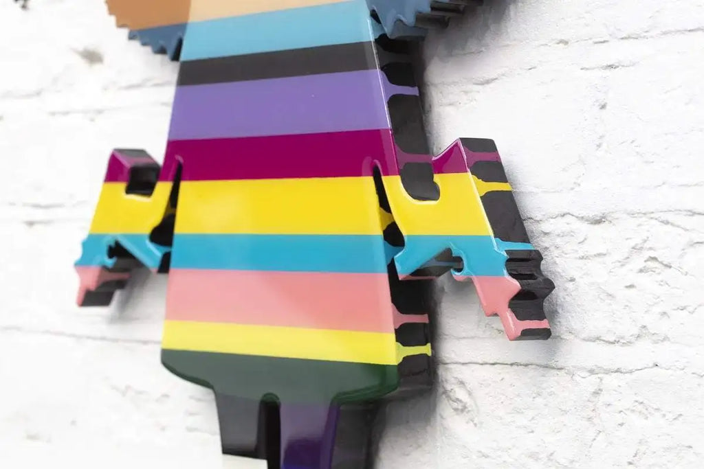 Angel Cake Rainbow Stripes - Original Wall Sculpture - SOLD by artist Lhouette - Wyecliffe Galleries