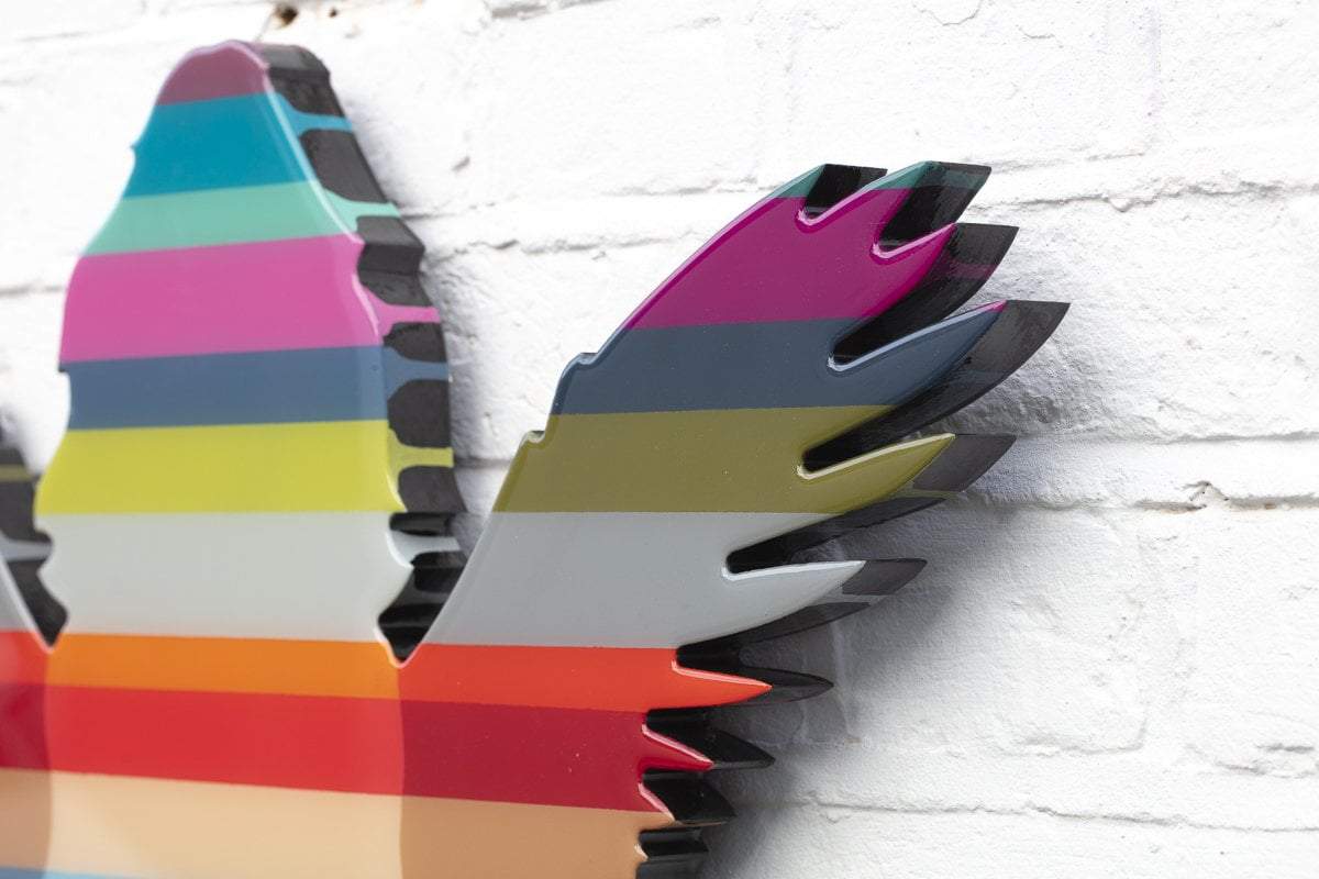 Angel Cake Rainbow Stripes - Original Wall Sculpture Lhouette Wall Sculpture