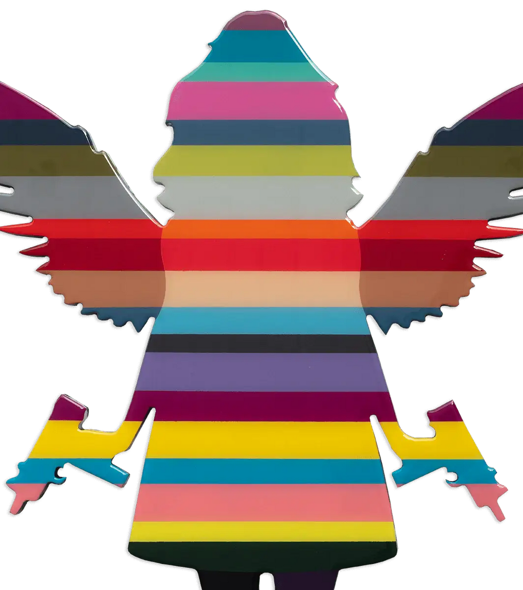 Angel Cake Rainbow Stripes - Original Wall Sculpture - SOLD by artist Lhouette - Wyecliffe Galleries