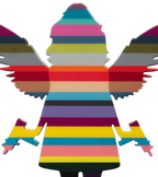 Angel Cake Rainbow Stripes - Original Wall Sculpture - SOLD by artist Lhouette - Wyecliffe Galleries