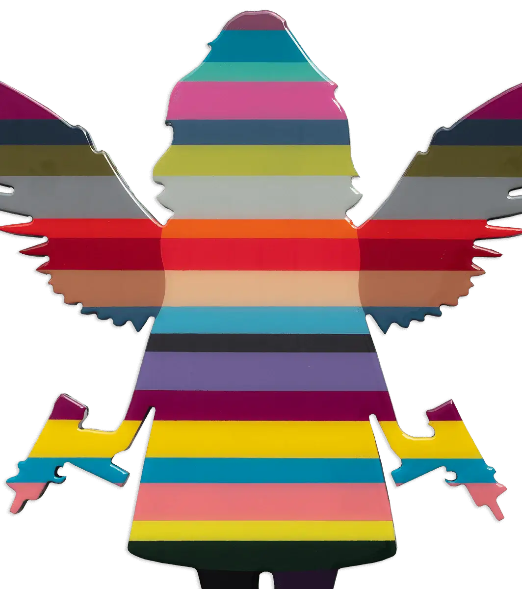 Angel Cake Rainbow Stripes - Original Wall Sculpture - SOLD by artist Lhouette - Wyecliffe Galleries