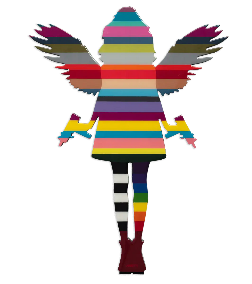 Angel Cake Rainbow Stripes - Original Wall Sculpture - SOLD by artist Lhouette - Wyecliffe Galleries