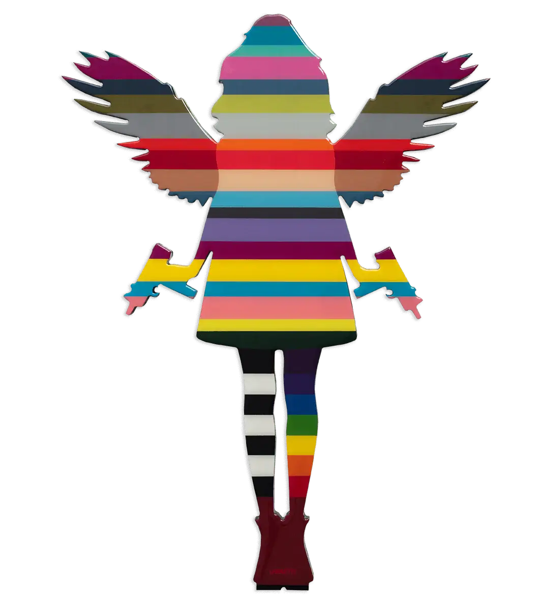 Angel Cake Rainbow Stripes - Original Wall Sculpture - SOLD by artist Lhouette - Wyecliffe Galleries