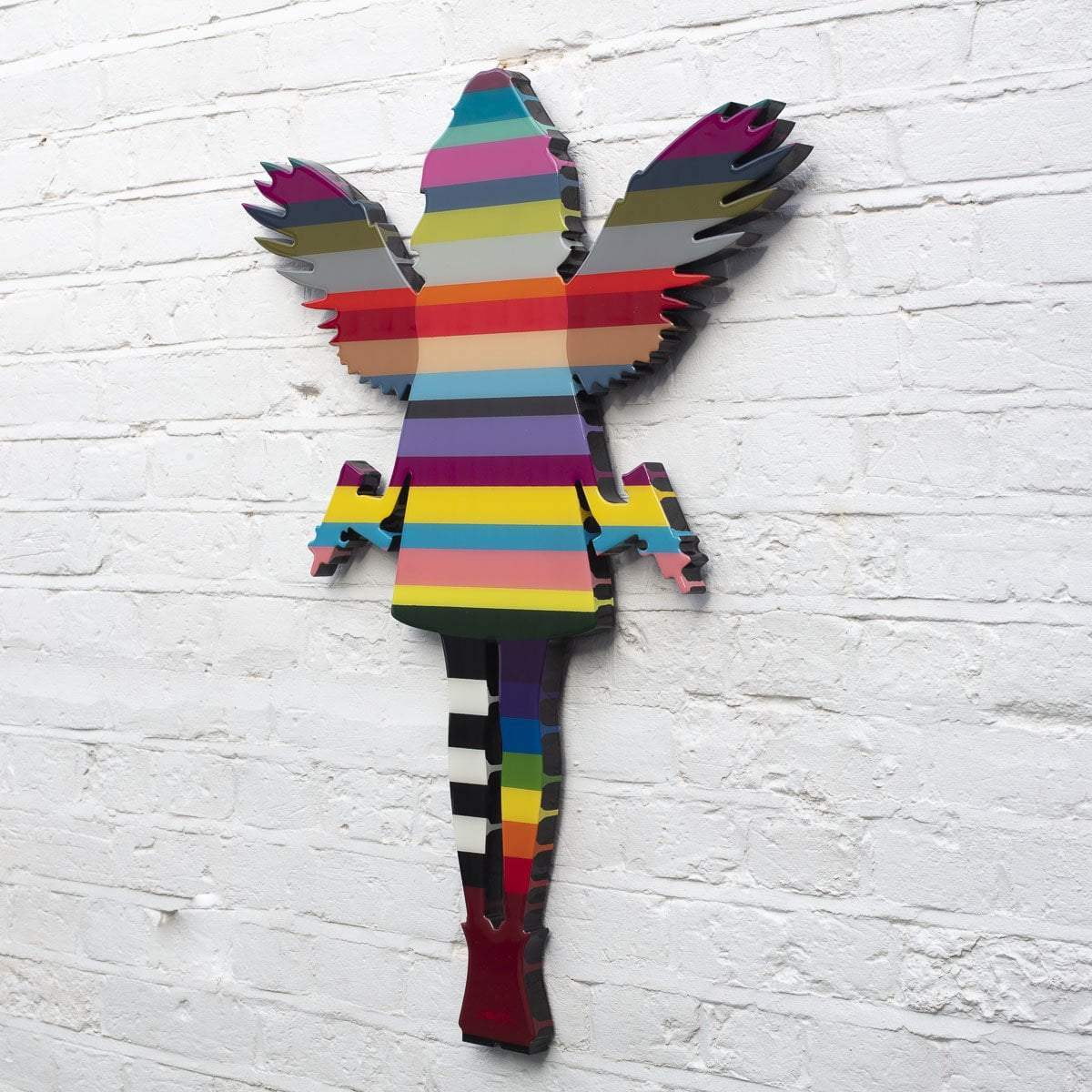 Angel Cake Rainbow Stripes - Original Wall Sculpture - SOLD by artist Lhouette - Wyecliffe Galleries