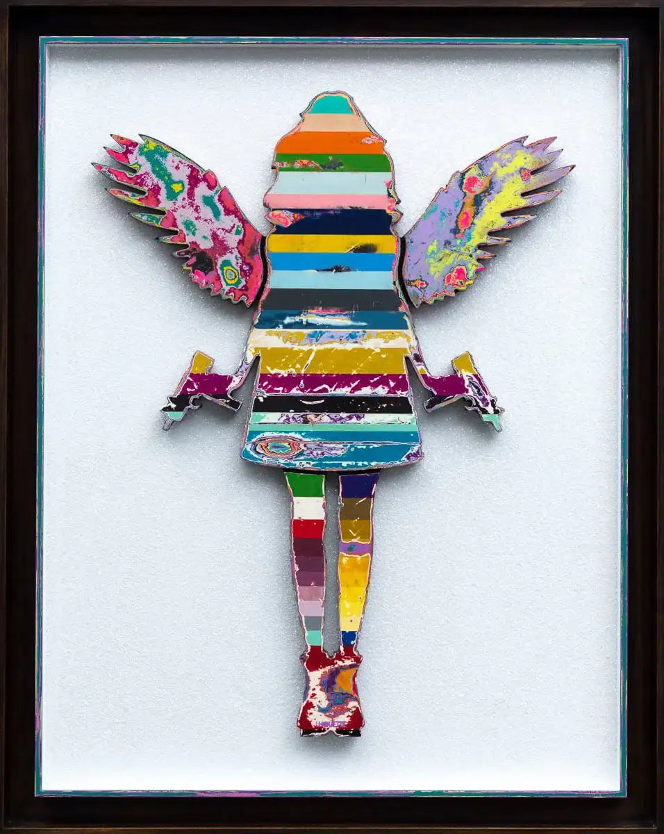 Angel Cake Scratched Back Framed Sculpture - Original - SOLD by artist Lhouette - Wyecliffe Galleries