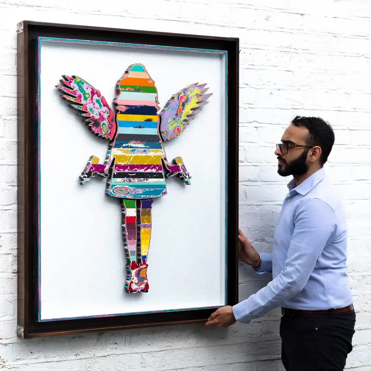 Angel Cake Scratched Back Framed Sculpture - Original - SOLD by artist Lhouette - Wyecliffe Galleries