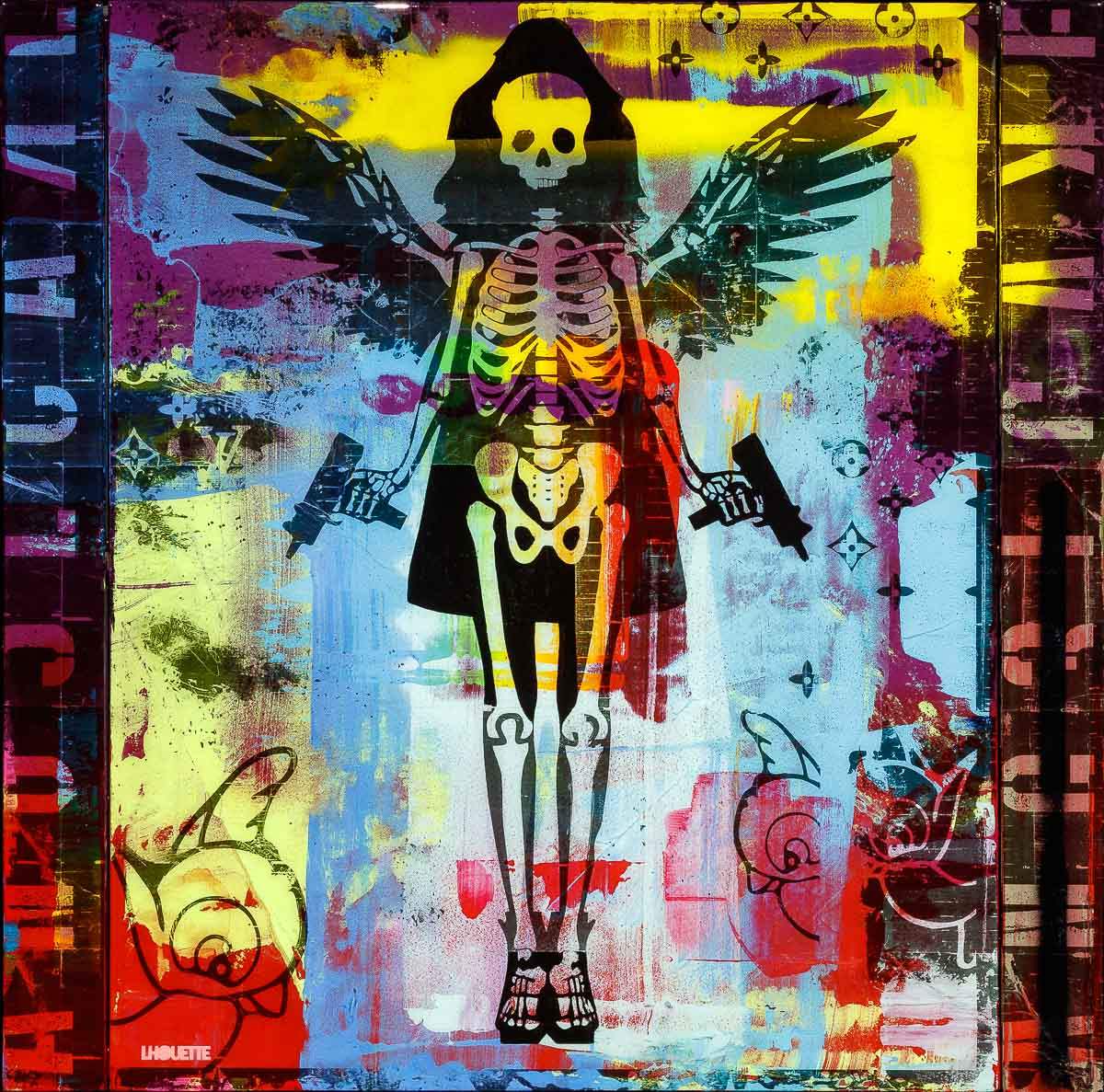 Angel Cake - SkeLhouette - Distressed Rainbow - SOLD by artist Lhouette - Wyecliffe Galleries