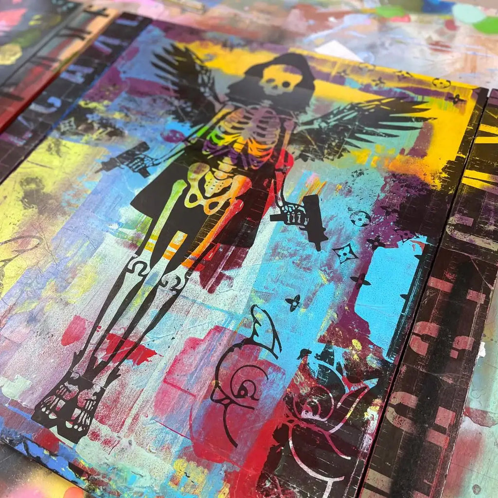 Angel Cake - SkeLhouette - Distressed Rainbow - SOLD by artist Lhouette - Wyecliffe Galleries