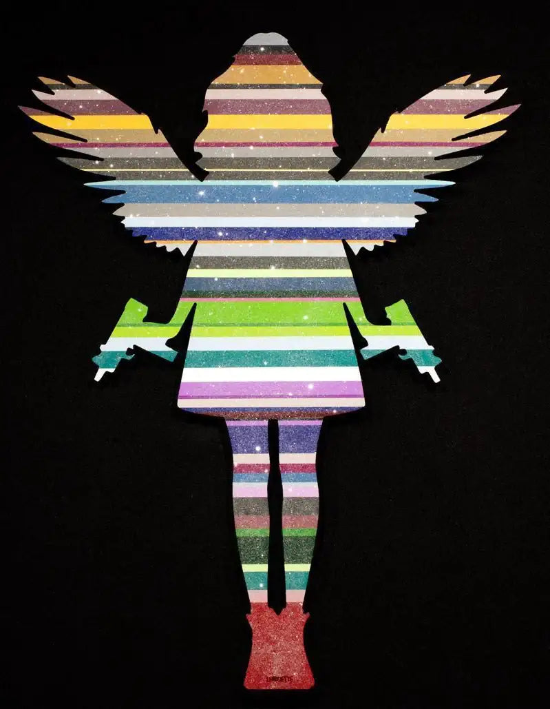 Angel Cake with Guns, (Diamond Dust) - Original Wall Sculpture - SOLD by artist Lhouette - Wyecliffe Galleries
