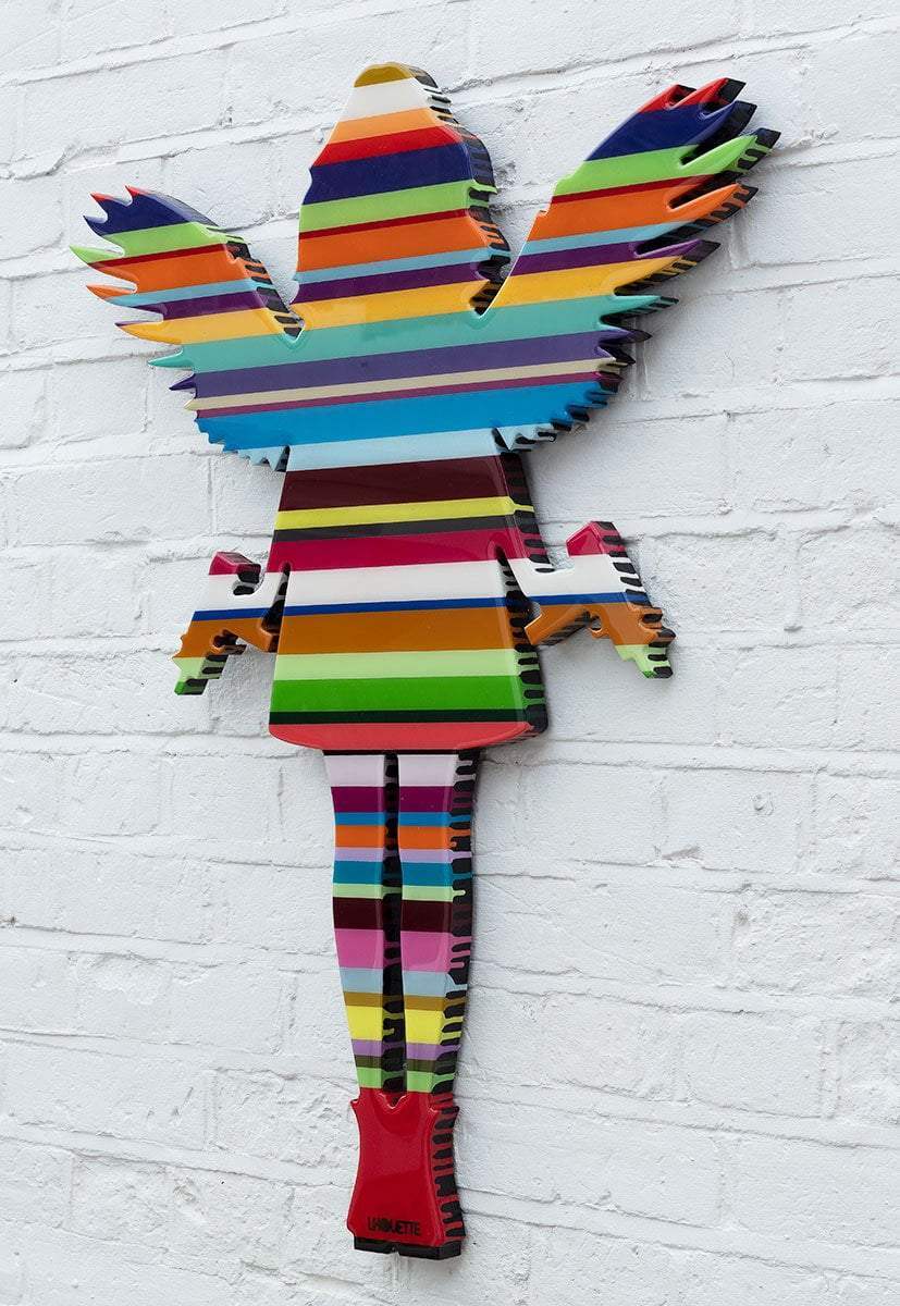 Angel Cake Striped Sculpture - Original - SOLD by artist Lhouette - Wyecliffe Galleries