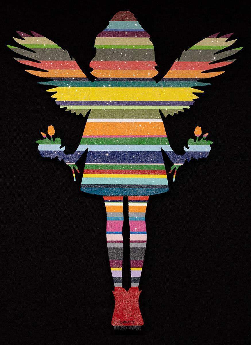 Angel with Flowers - Original - SOLD by artist Lhouette - Wyecliffe Galleries