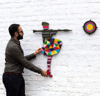 Bazooka Jo 2-Part Miniature Wall Sculpture Khaki Geometric - Original - SOLD by artist Lhouette - Wyecliffe Galleries